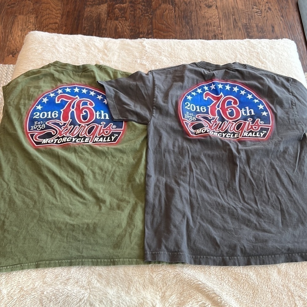 2 tshirts 2016 76th Sturgis motorcycle rally t-shirt size large